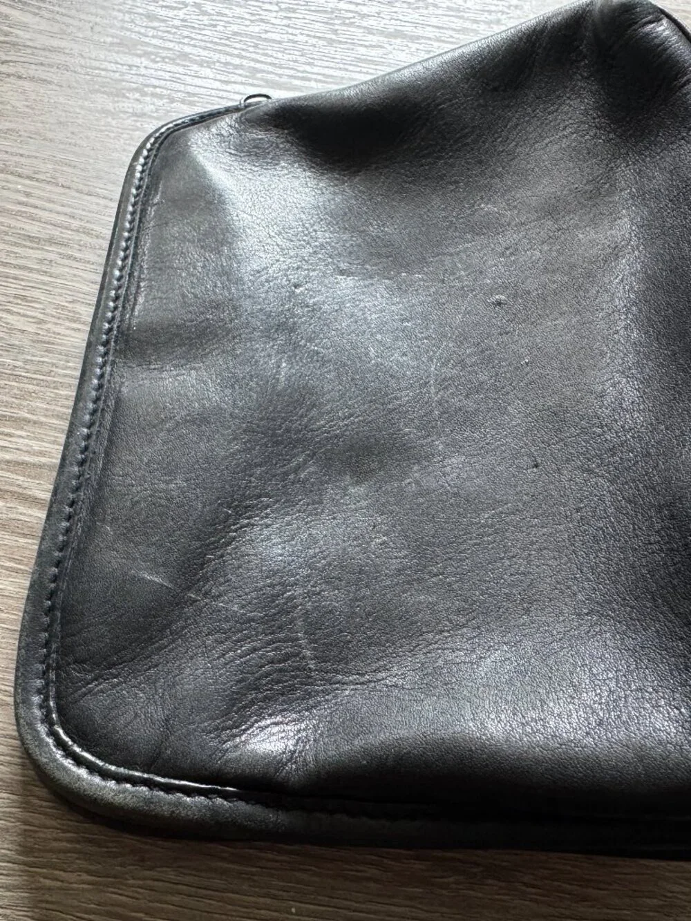HOBO International Black Leather Zip Tech + Cosmetic + Organizer Case